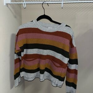 Madewell Women's Striped Sweater in Pink, Gray, and Brown